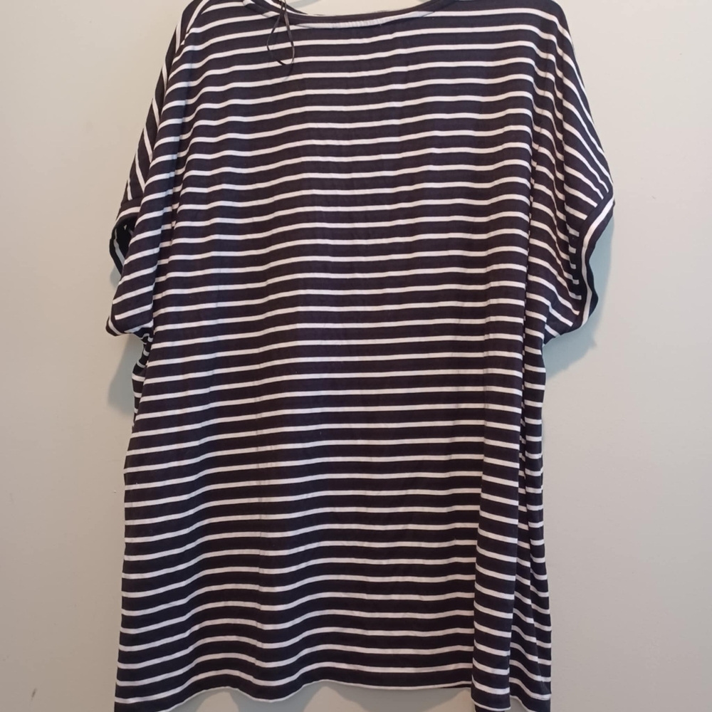 PHILOSOPHY Striped Short Sleeve Top Black & White Stripes Womens Size 2X Comfort - Picture 2 of 7